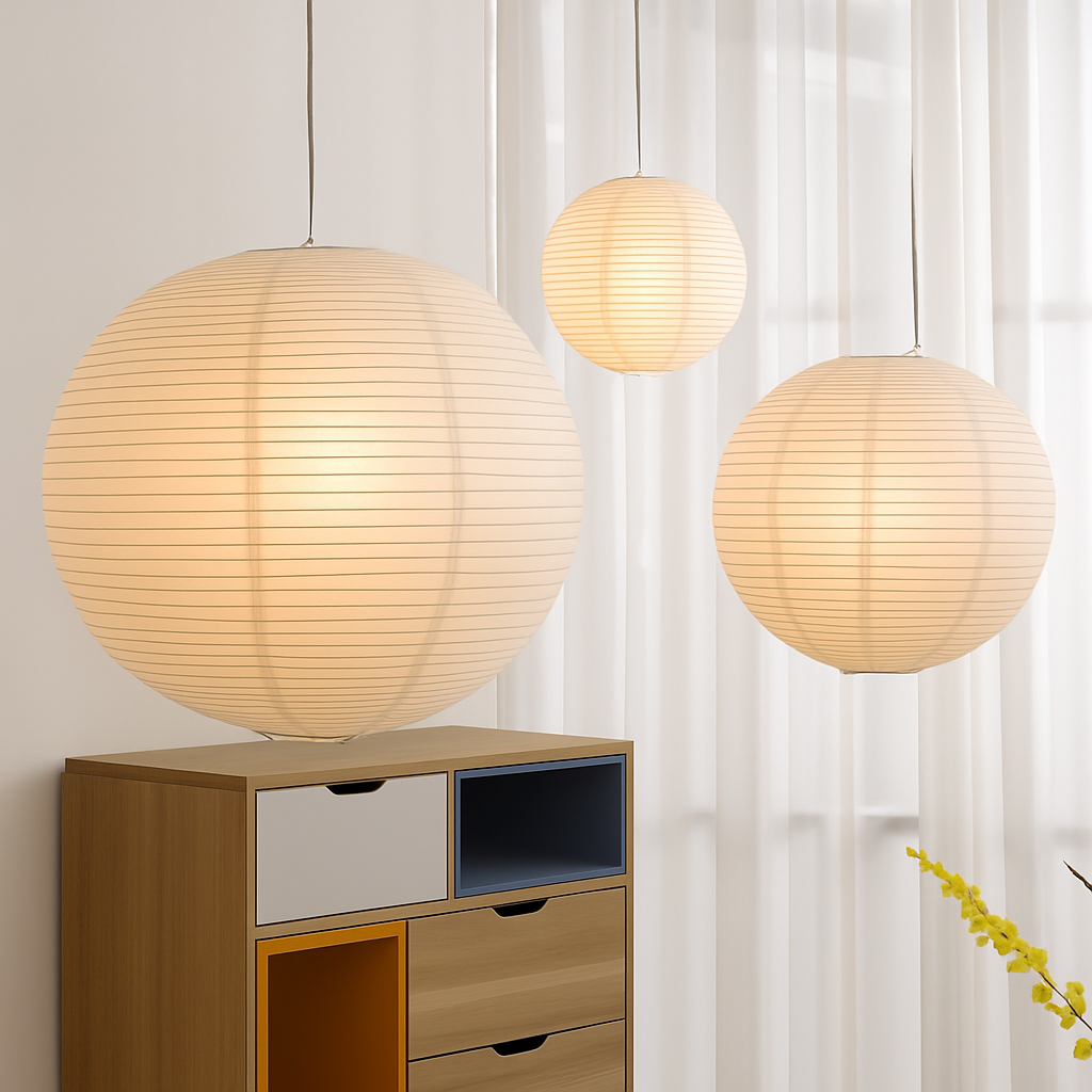Suspension LED papier japonais sphères