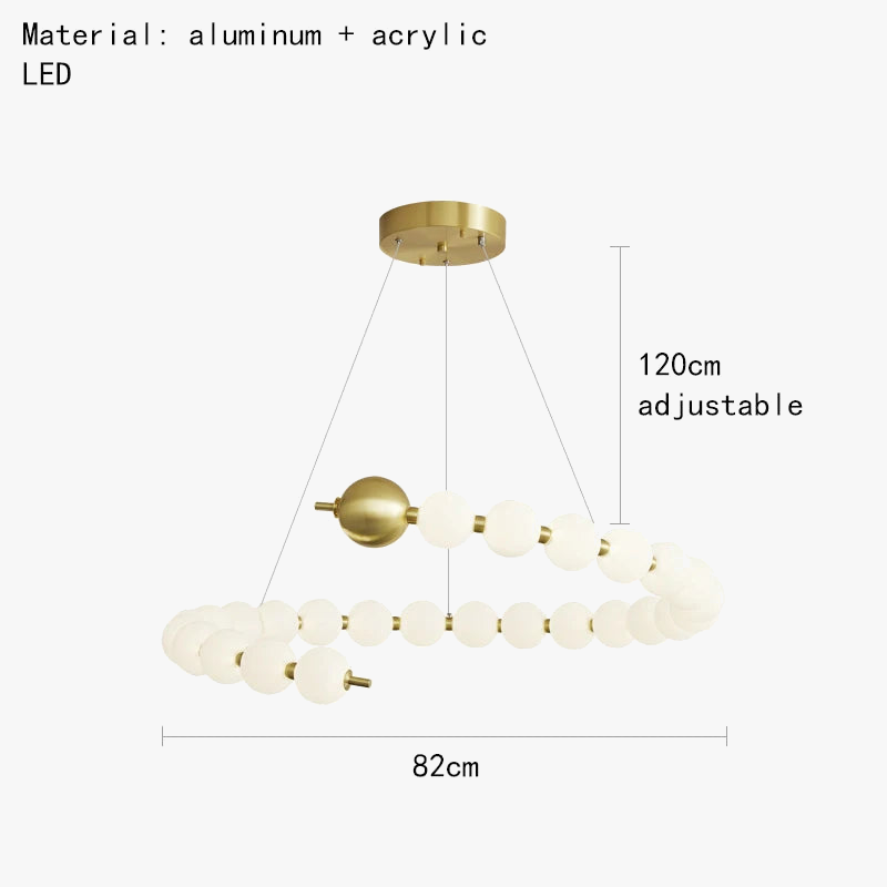 suspension led ronde en laiton cuivre et aluminium décorative
