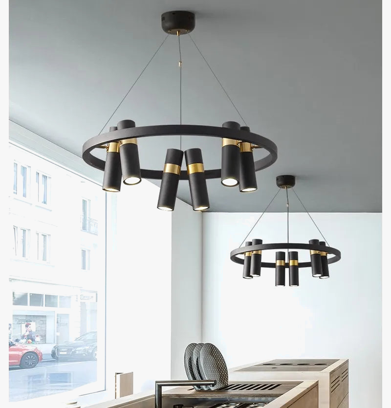 Lustre LED rotative en fer forgé au design moderne