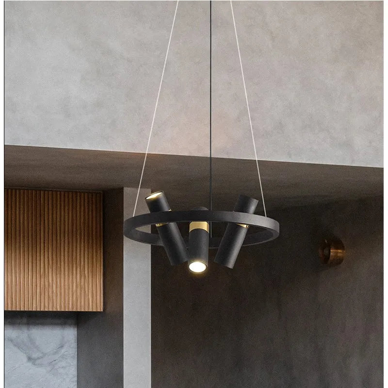 Lustre LED rotative en fer forgé au design moderne