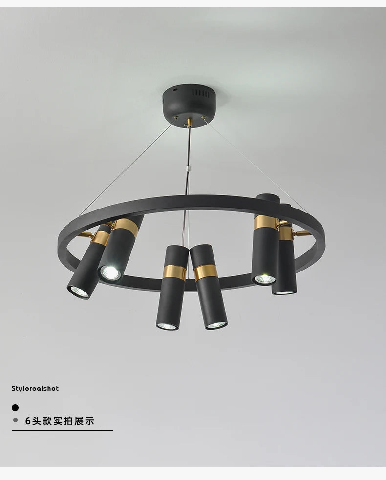 Lustre LED rotative en fer forgé au design moderne
