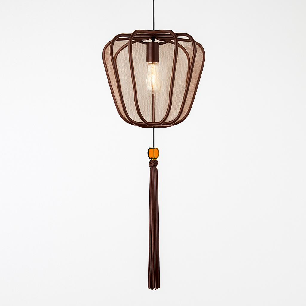 Suspension LED style chinois en tissu
