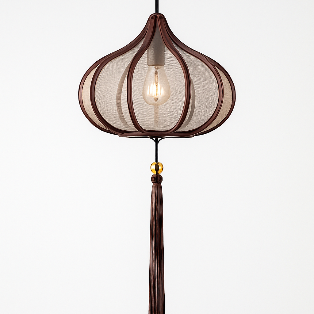 Suspension LED style chinois en tissu
