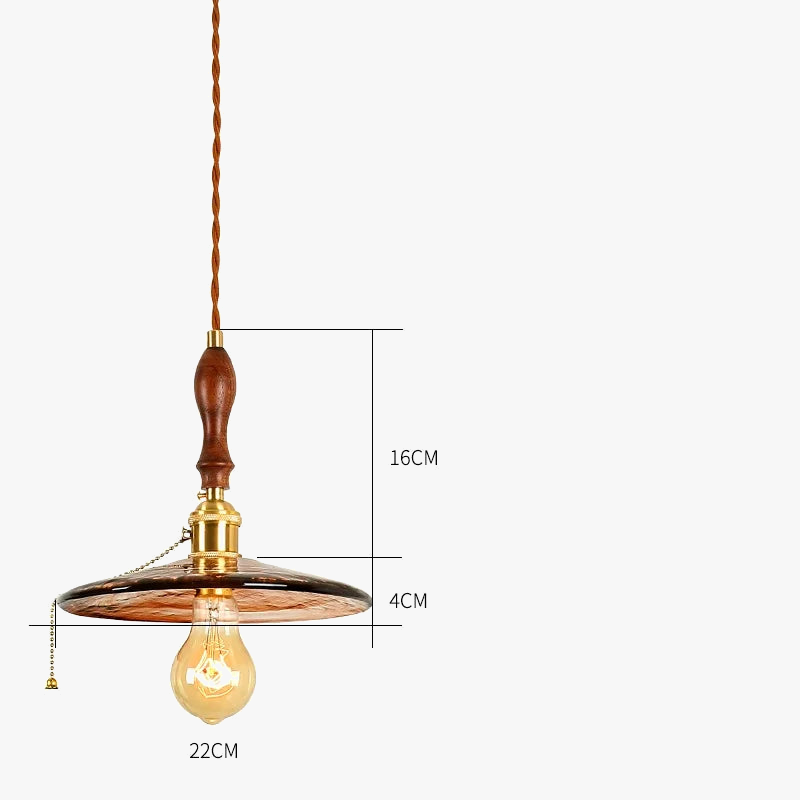 suspension led style japonais en bois cuivre réglable vintage