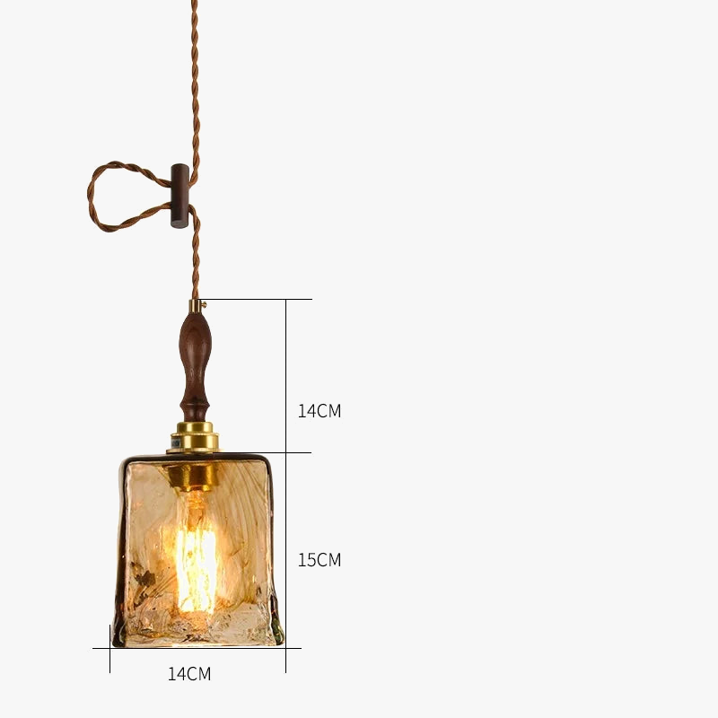 suspension led style japonais en bois cuivre réglable vintage