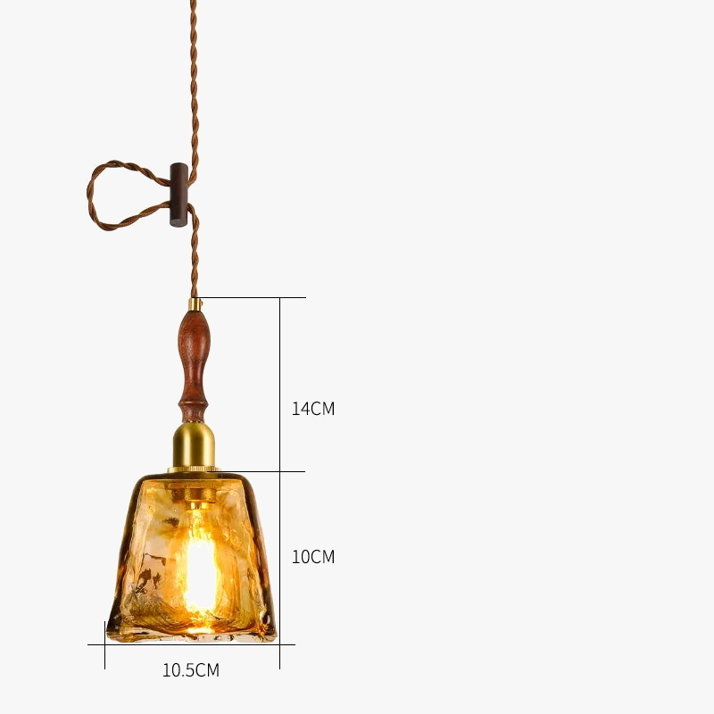 suspension led style japonais en bois cuivre réglable vintage
