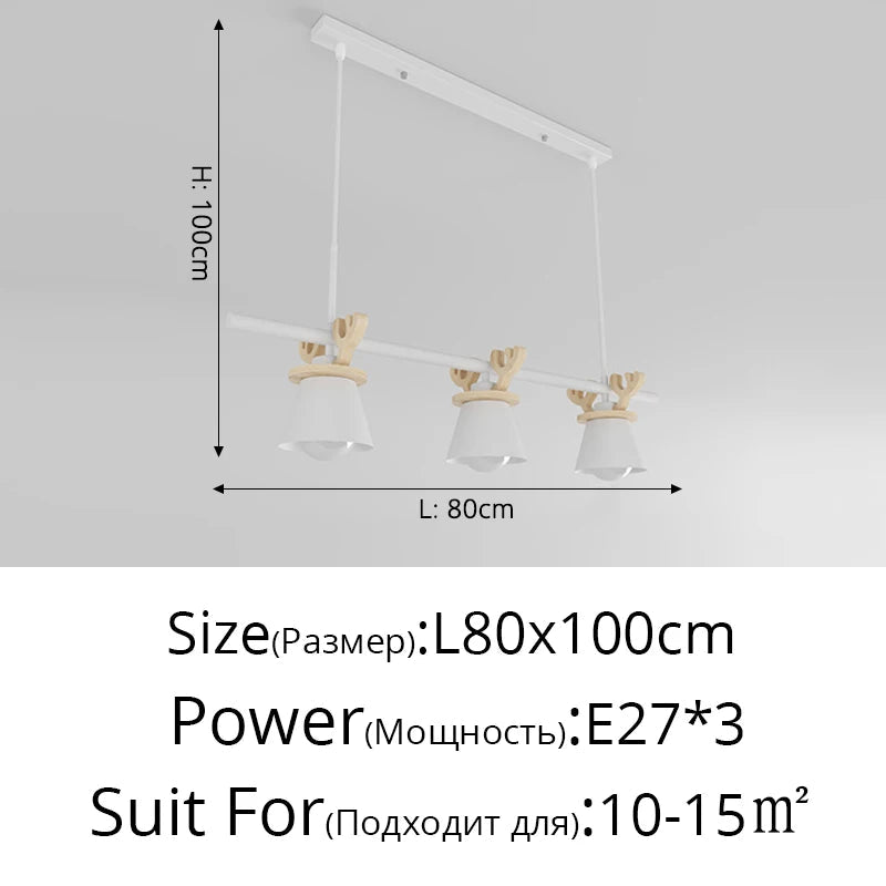 suspension led style nordique avec décoration élan
