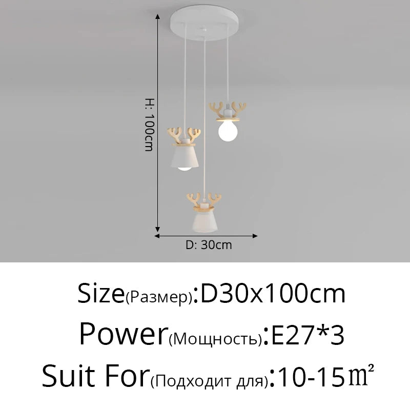 suspension led style nordique avec décoration élan