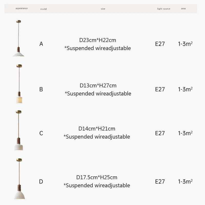 Suspension LED style nordique en bois massif et céramique