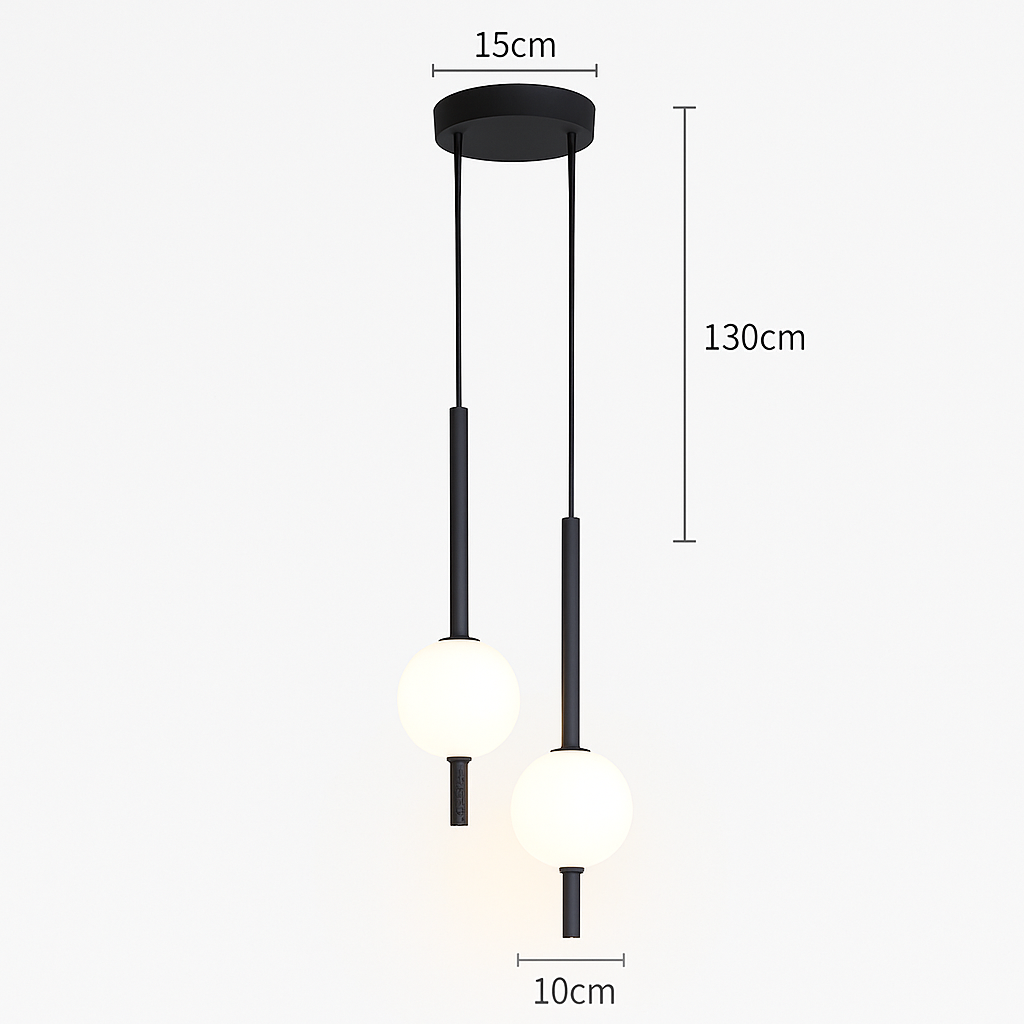 Suspension LED tube doré et boule