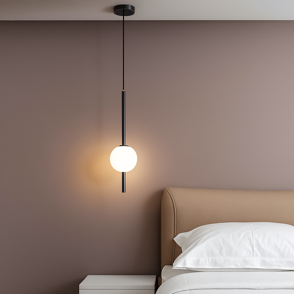 Suspension LED tube doré et boule