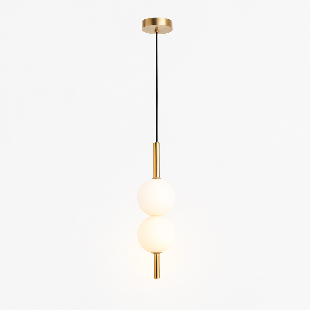 Suspension LED tube doré et boule