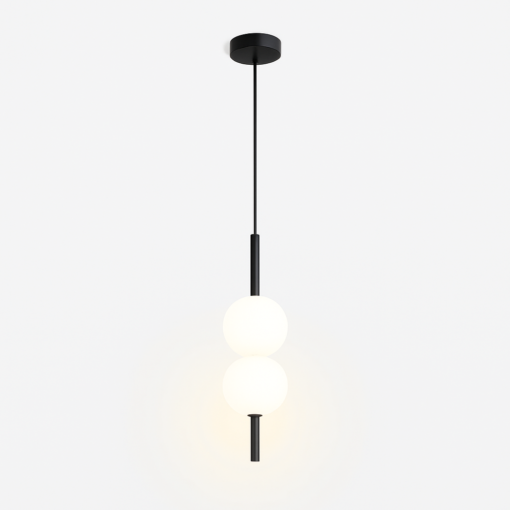 Suspension LED tube doré et boule