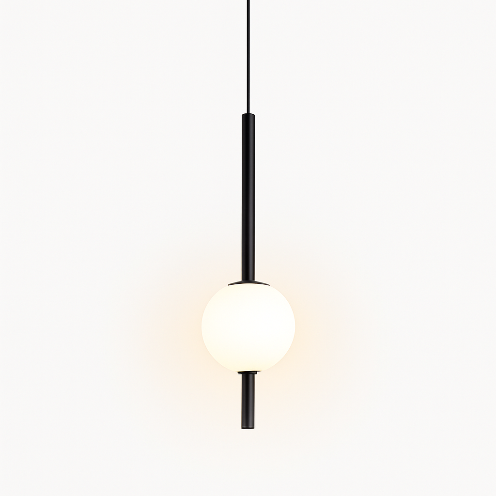 Suspension LED tube doré et boule