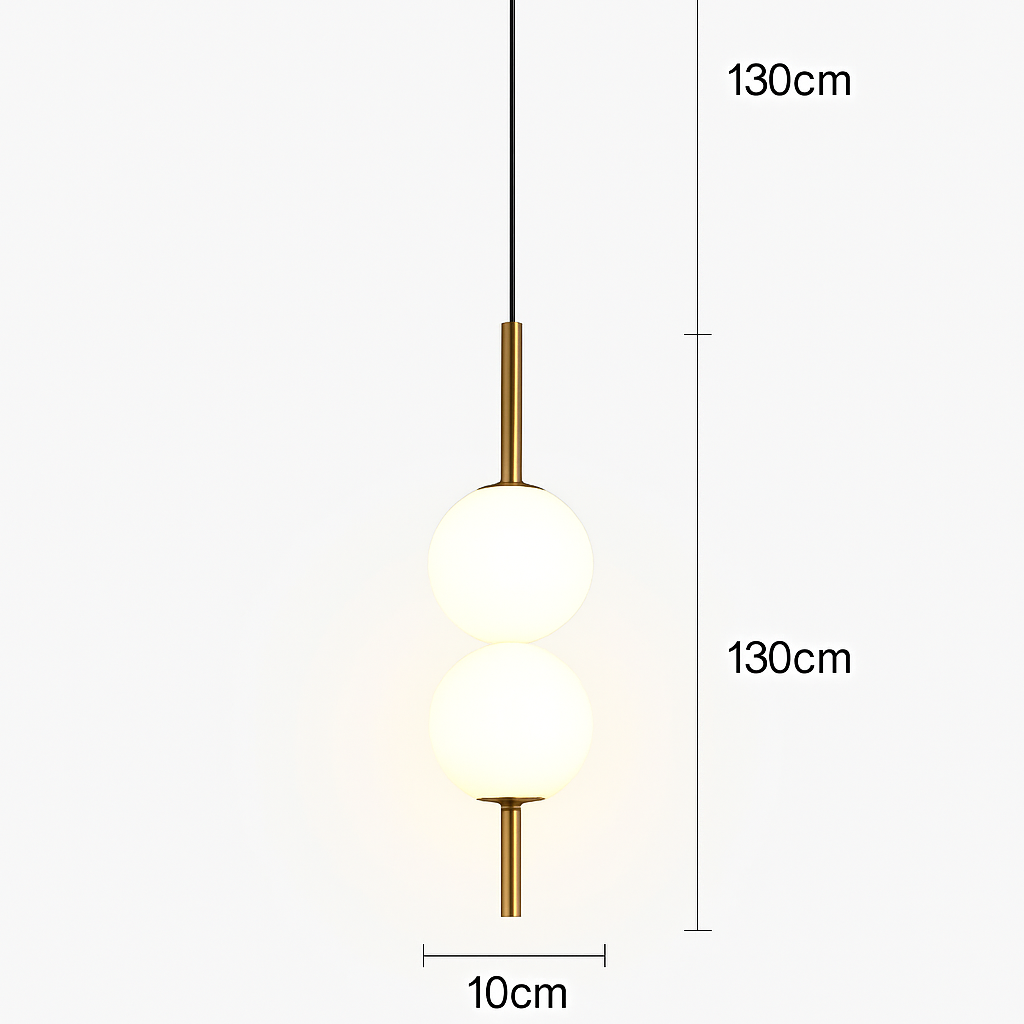 Suspension LED tube doré et boule