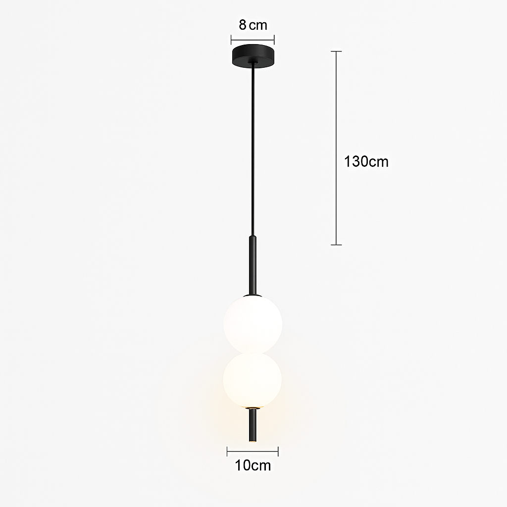 Suspension LED tube doré et boule