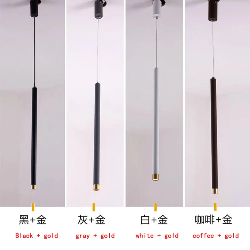 suspension à led tube long pour cuisine et bar