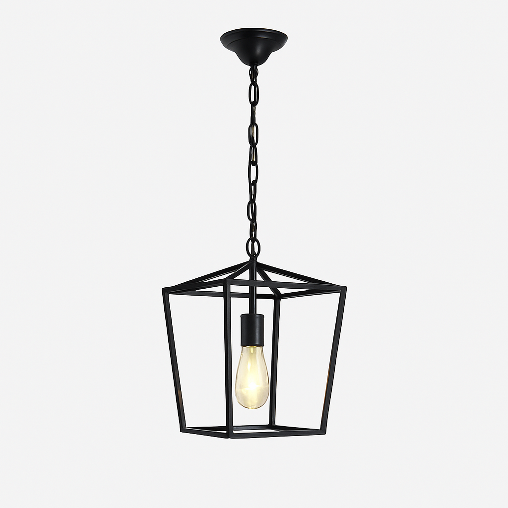 Suspension LED Vintage Loft Lanterne Suspension Hauteur Réglable Luminaire En Fer Pour Restaurant Cuisine Lumières Noires