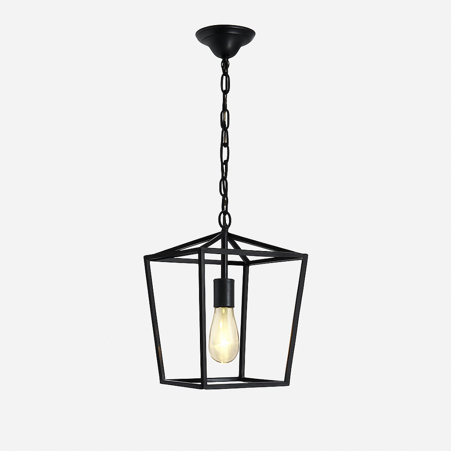Suspension LED Vintage Loft Lanterne Suspension Hauteur Réglable Luminaire En Fer Pour Restaurant Cuisine Lumières Noires