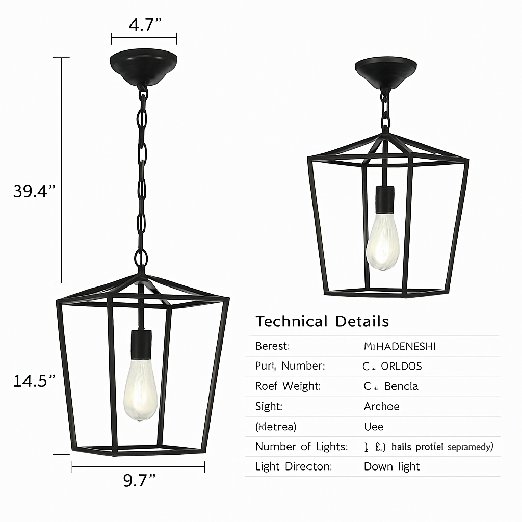 Suspension LED Vintage Loft Lanterne Suspension Hauteur Réglable Luminaire En Fer Pour Restaurant Cuisine Lumières Noires