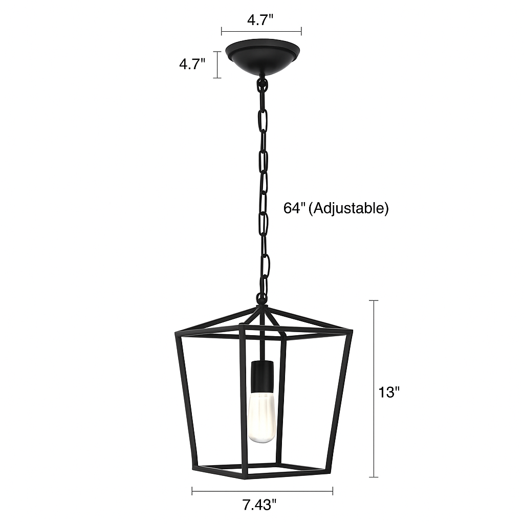 Suspension LED Vintage Loft Lanterne Suspension Hauteur Réglable Luminaire En Fer Pour Restaurant Cuisine Lumières Noires