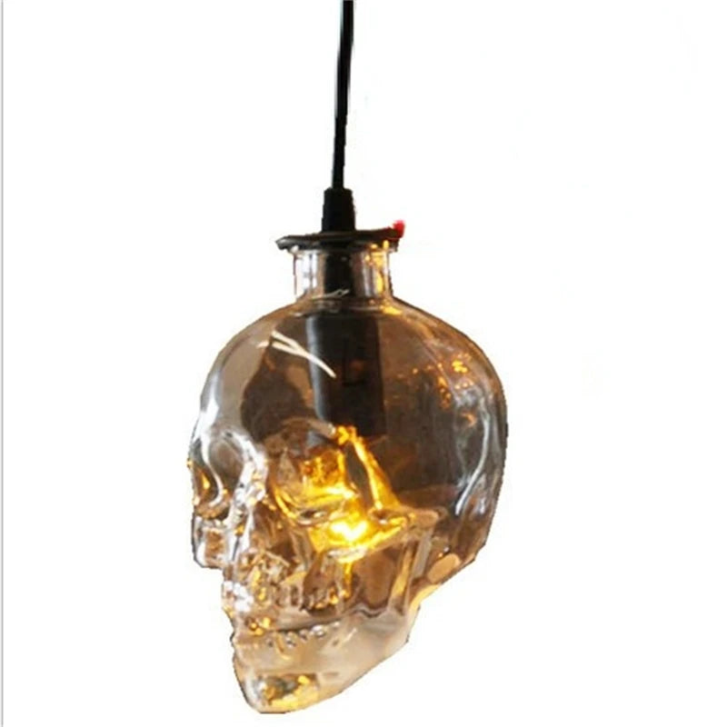 suspension loft américain rétro avec lampe crâne en bouteille de vin led