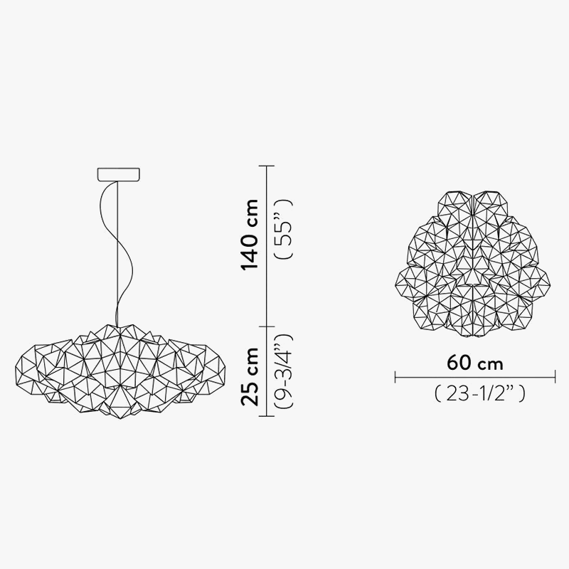 suspension lumière acrylique nuage diamant moderne led personnalisé
