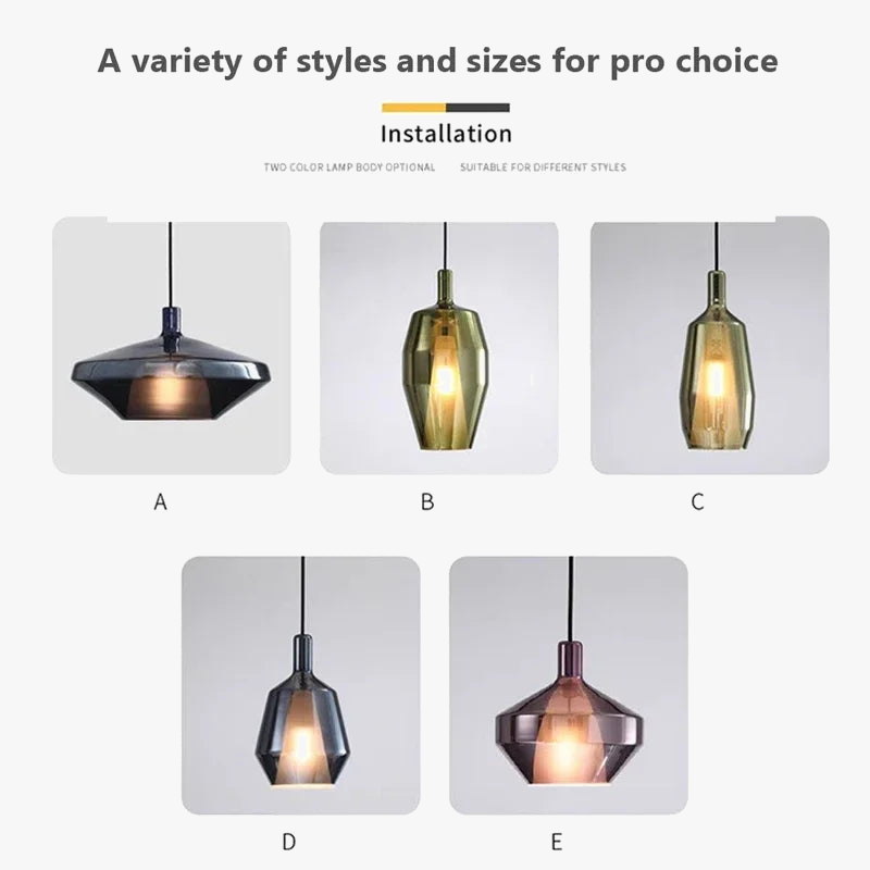 suspension lumière led nordique avec abat-jour en verre