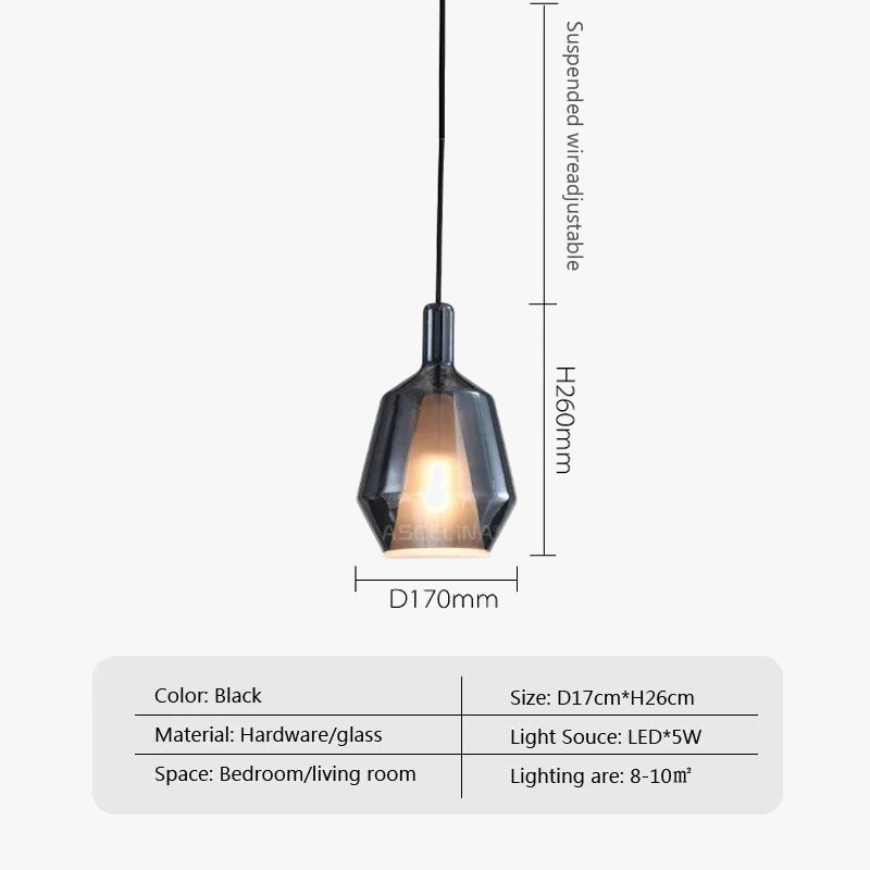 suspension lumière led nordique avec abat-jour en verre
