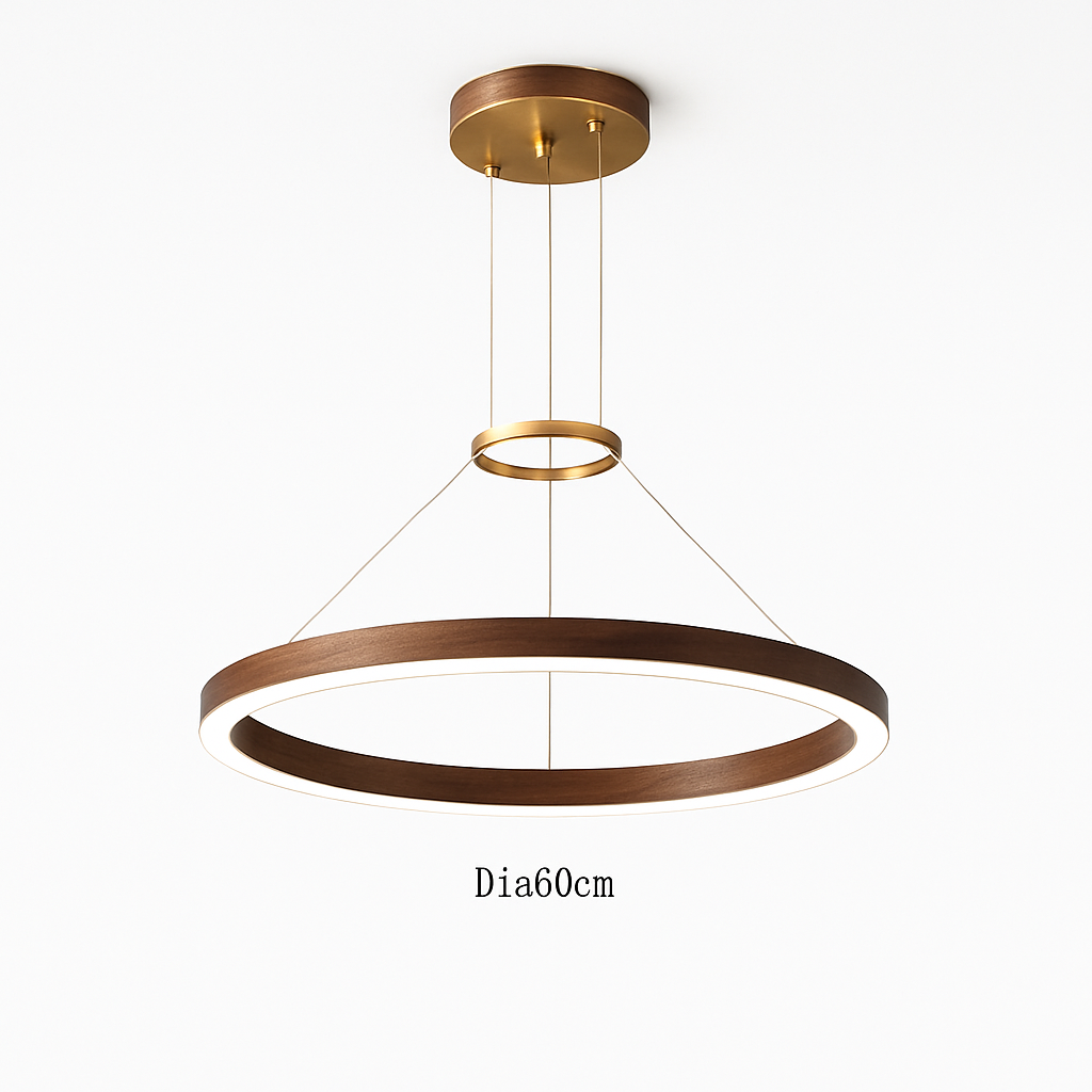 suspension luminaire bois grain rond créatif minimaliste