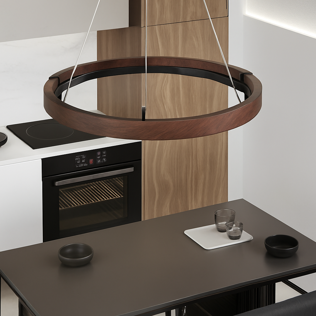 suspension luminaire bois grain rond créatif minimaliste