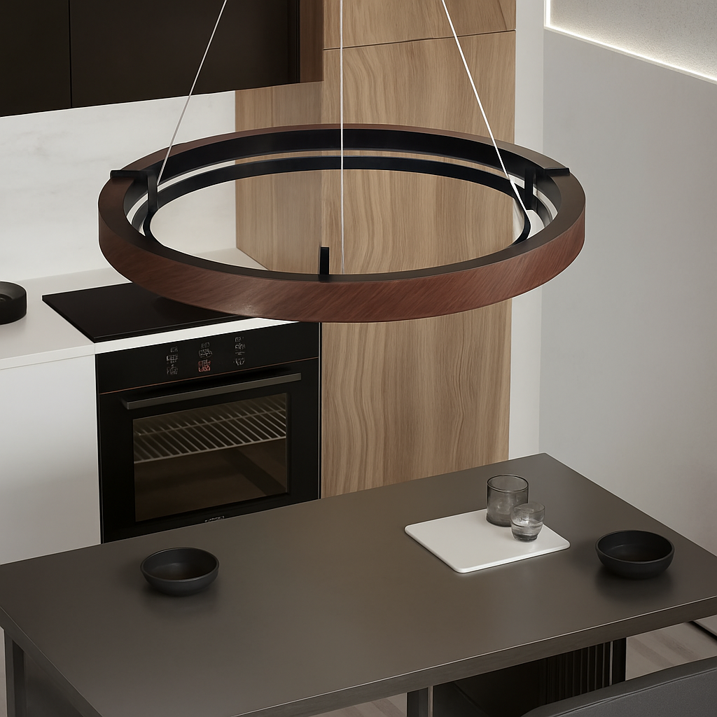 suspension luminaire bois grain rond créatif minimaliste