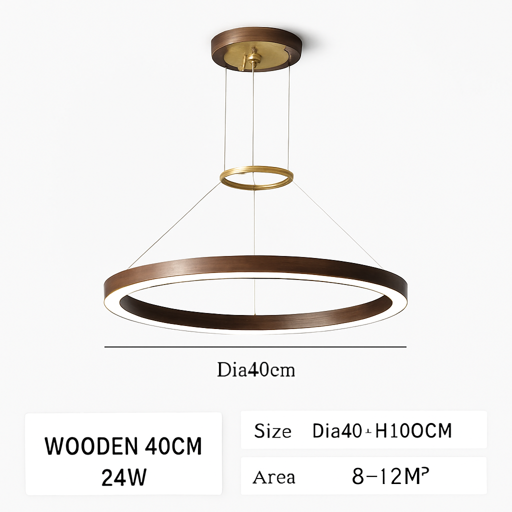 suspension luminaire bois grain rond créatif minimaliste