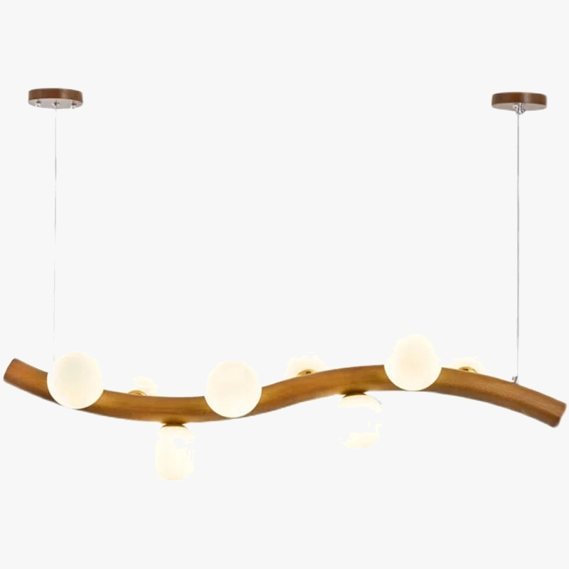 suspension luminaire en bois massif et verre simple