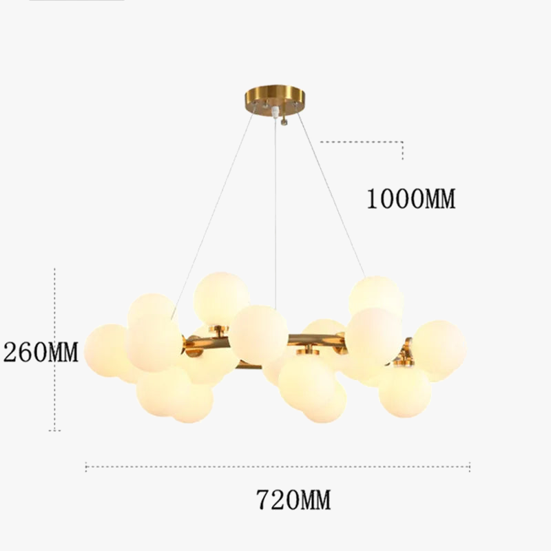 suspension lumineuse 25 têtes design romantique en verre