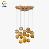 suspension lumineuse led moderne en bois gzmj avec plusieurs têtes