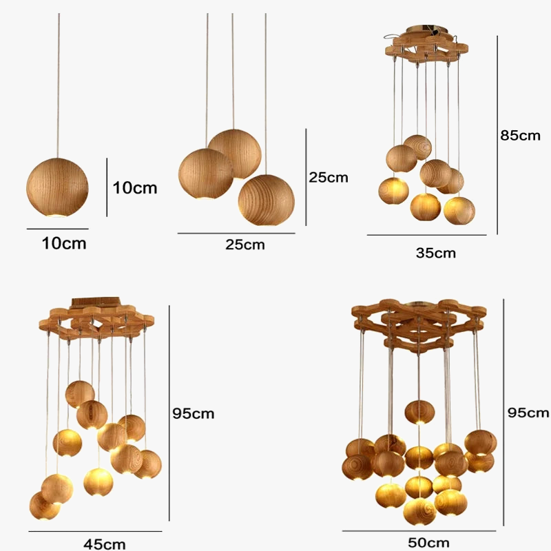 suspension lumineuse led moderne en bois gzmj avec plusieurs têtes