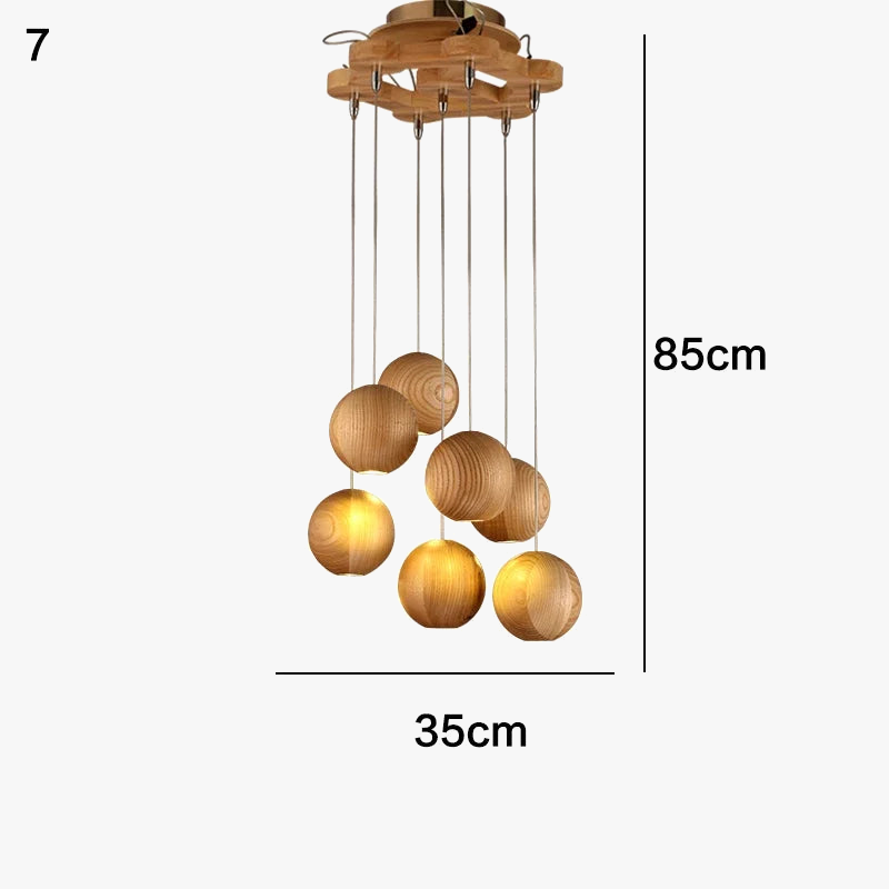 suspension lumineuse led moderne en bois gzmj avec plusieurs têtes