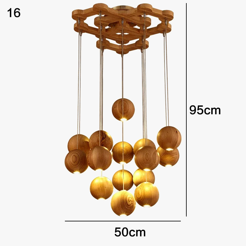suspension lumineuse led moderne en bois gzmj avec plusieurs têtes