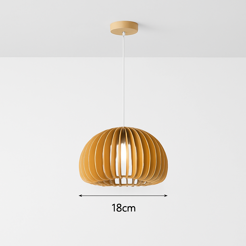suspension lustre citrouille en bois naturel nordique éclairage
