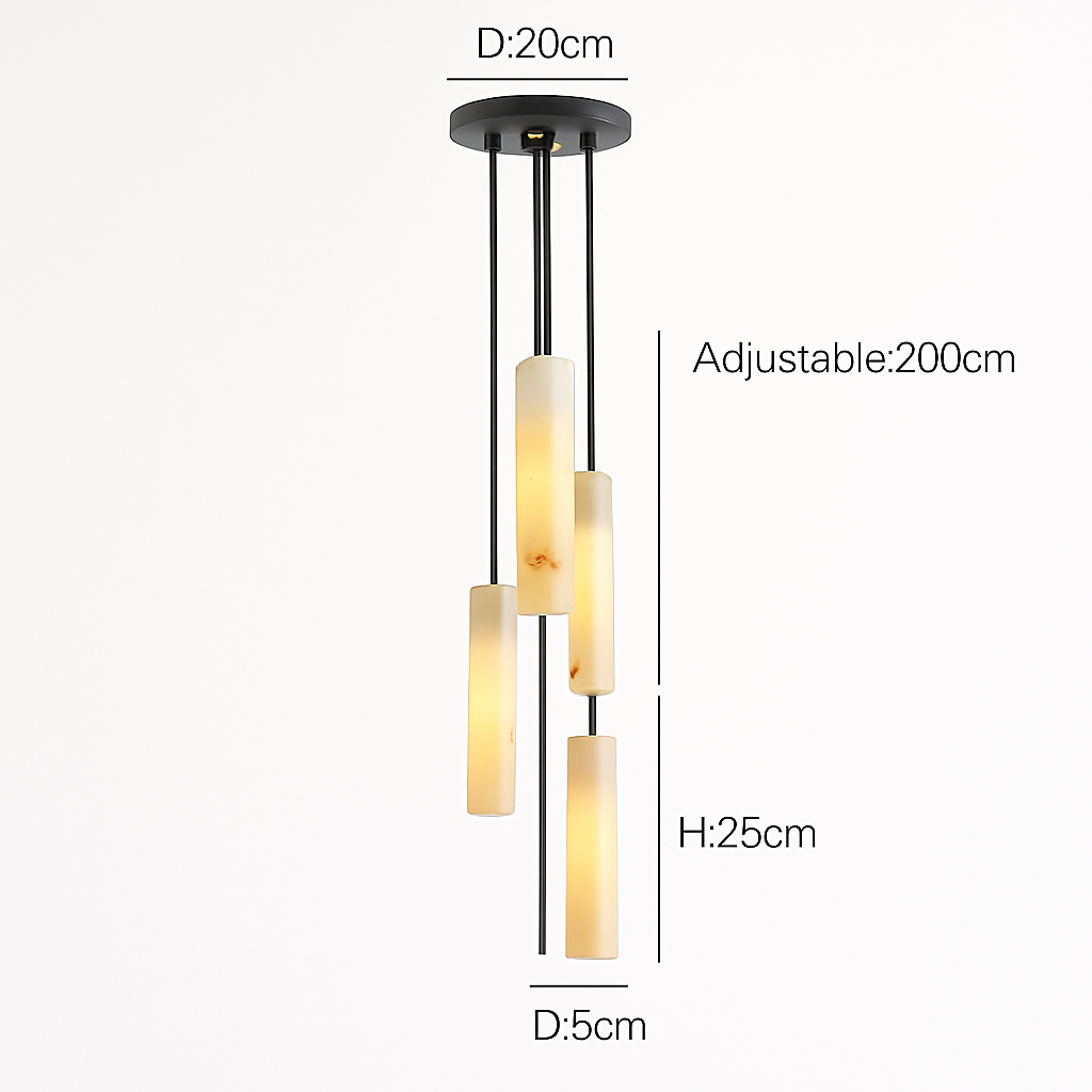Suspension lustre design avec fil réglable et marbre naturel
