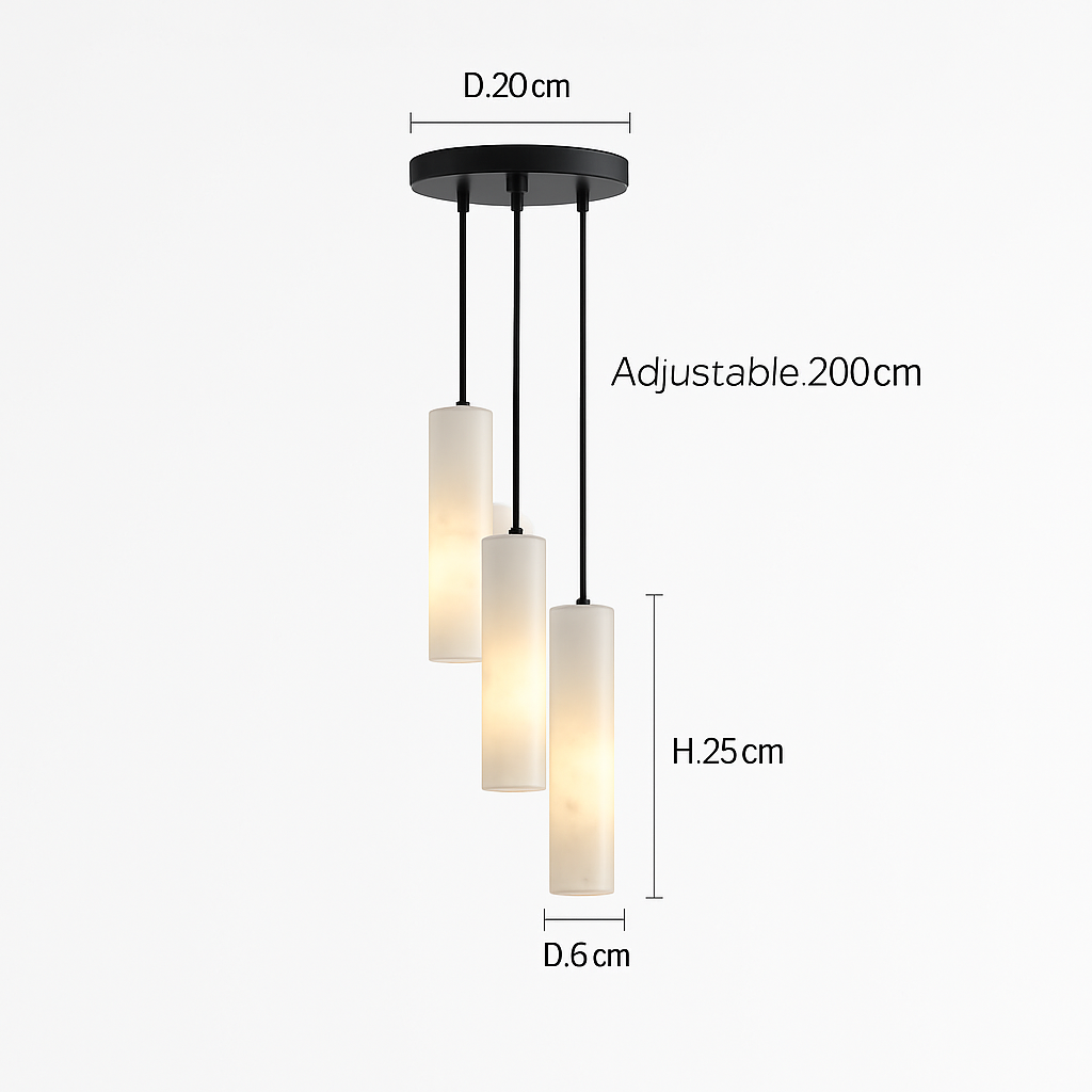 Suspension lustre design avec fil réglable et marbre naturel