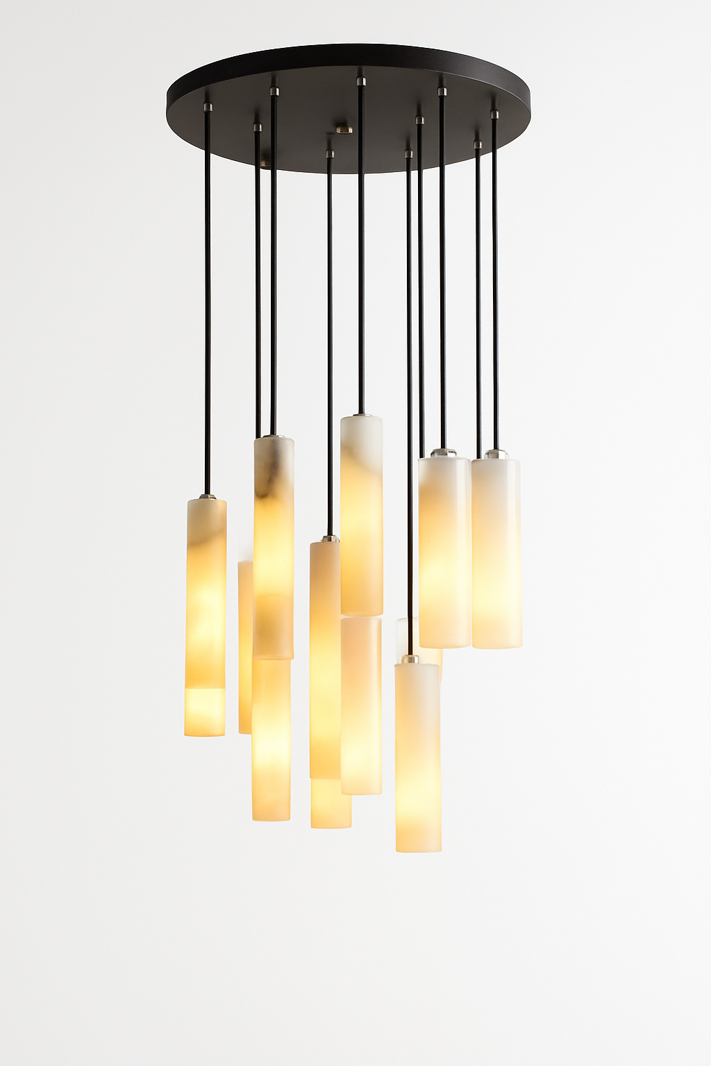 Suspension lustre design avec fil réglable et marbre naturel