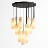 Suspension lustre design avec fil réglable et marbre naturel