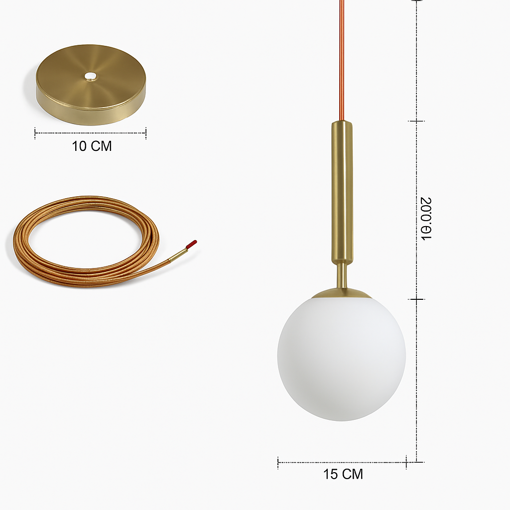 suspension luxueuse avec abat-jour en boule dorée