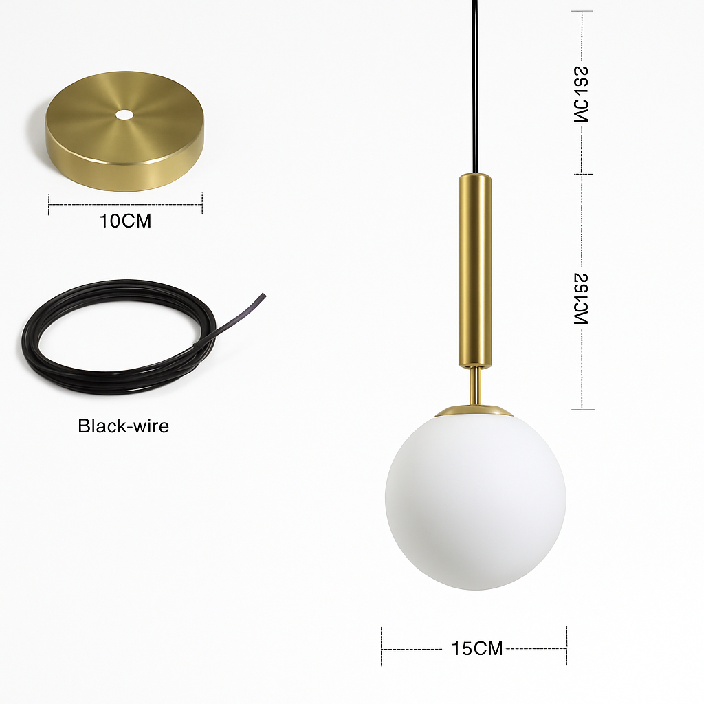 suspension luxueuse avec abat-jour en boule dorée