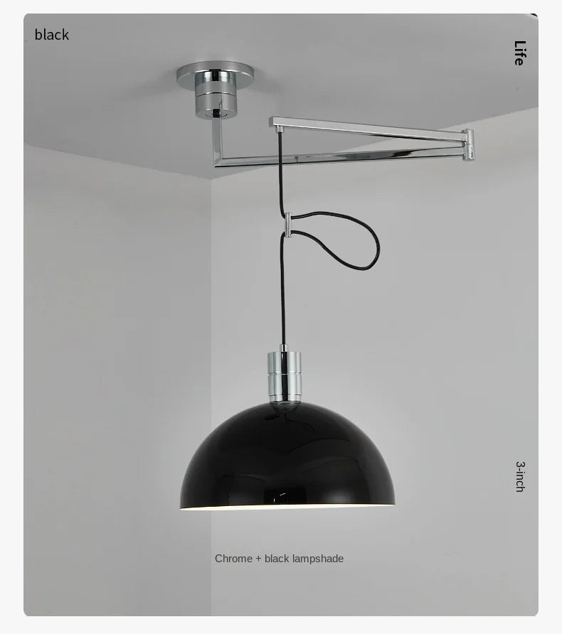 Suspension métal chromé réglable long bras