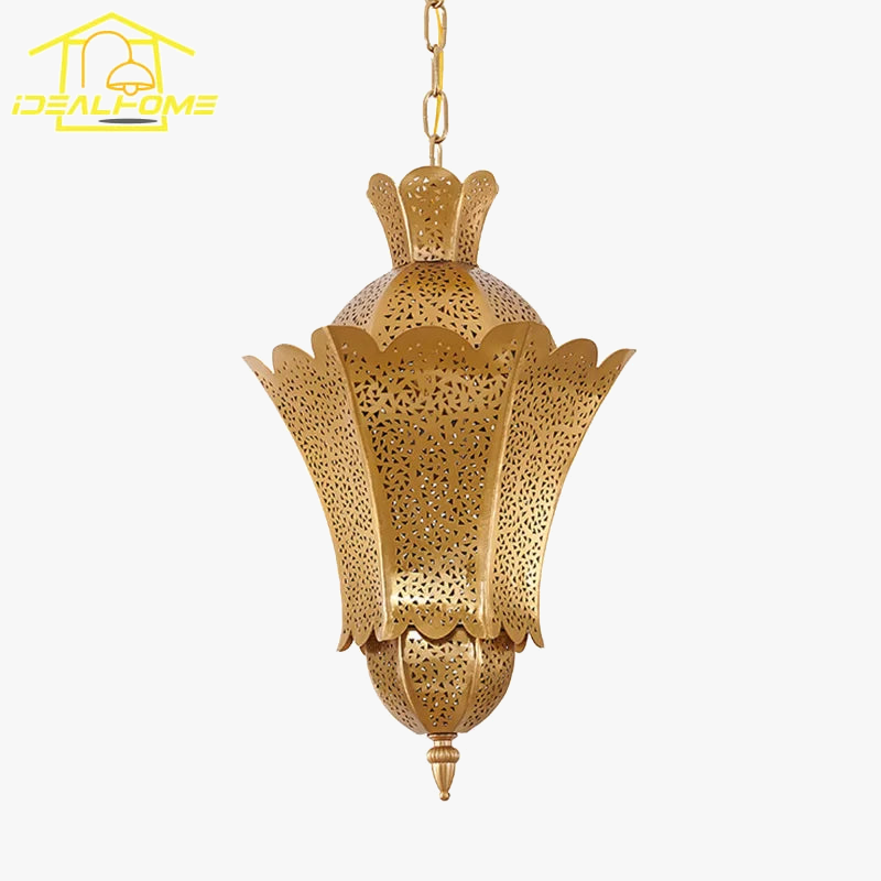 suspension marocaine rétro vintage en métal sculpté pour restaurant et hôtel