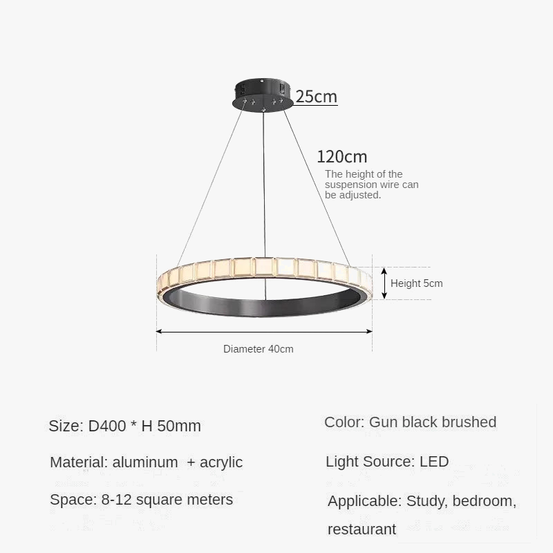 suspension minimaliste en aluminium et acrylique design raffiné pour intérieur