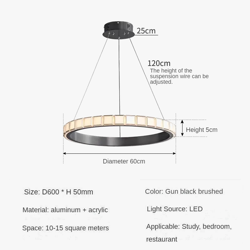 suspension minimaliste en aluminium et acrylique design raffiné pour intérieur